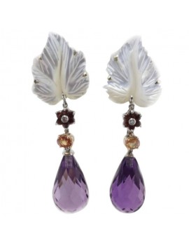 Leaf White Earrings