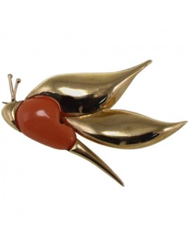 Coral in Flight Brooch
