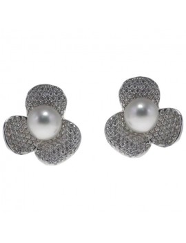 Clover White Earrings