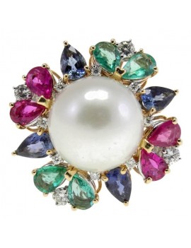 Tricolor Pearl Ring