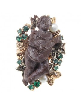 Angel in Lava Stone Ring