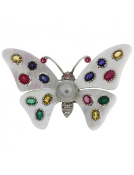 Butterfly White Brooch